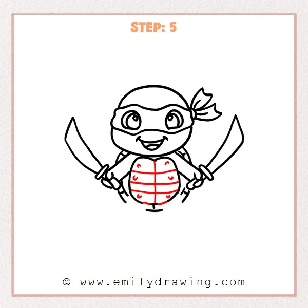 how to draw a ninja turtle - Step 5